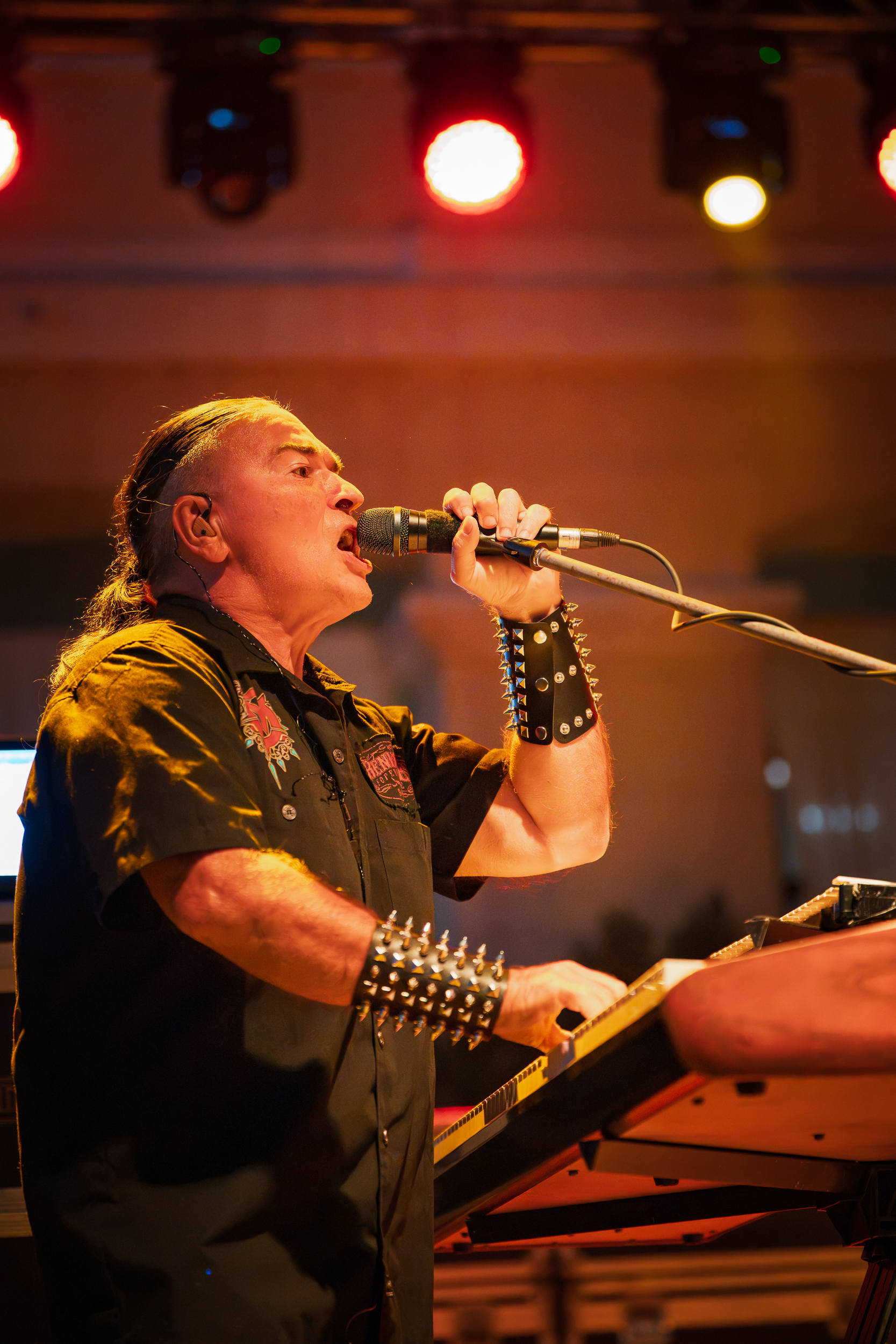 Nick Marino performing on keyboards and vocals with Yngwie Malmsteen at Moni Lazariston in Thessaloniki