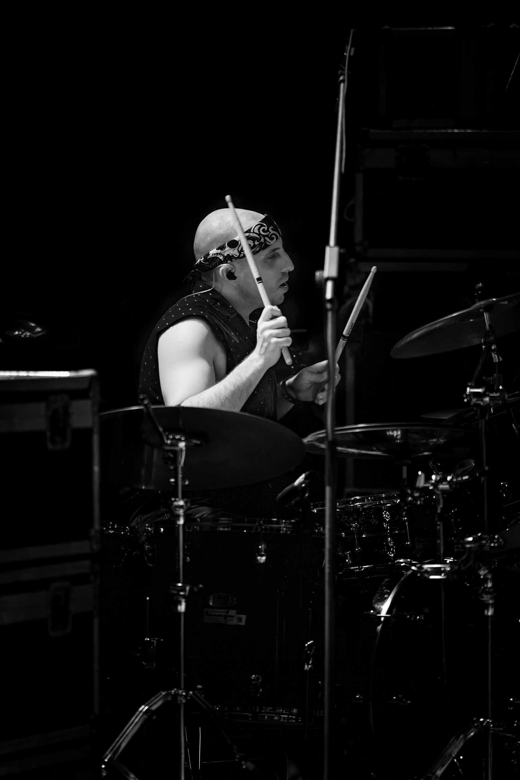Kevin Klingenschmid performing drums with Yngwie Malmsteen at Moni Lazariston, Thessaloniki