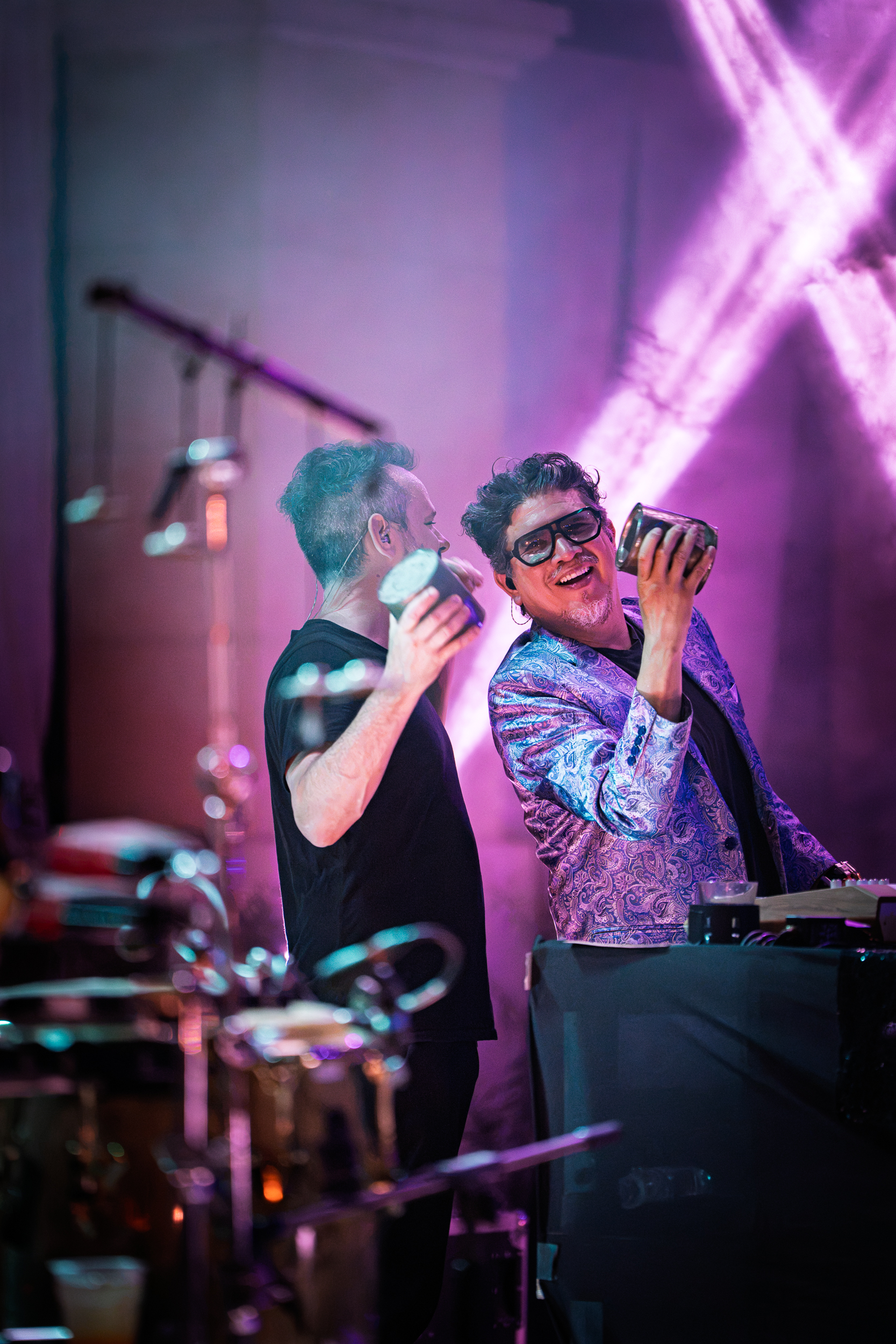 Rob Garza and Jeff Franca performing with Thievery Corporation at Moni Lazariston in Thessaloniki.