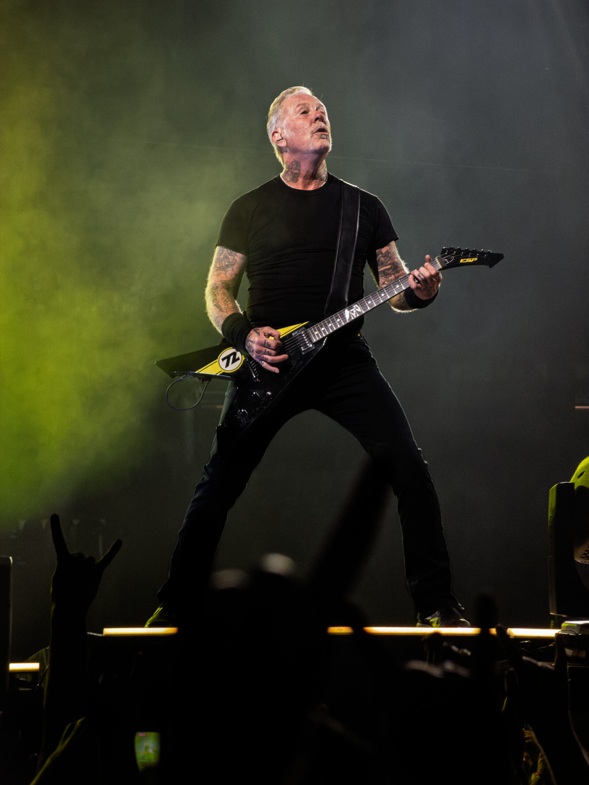 James Hetfield performing with Metallica at OAKA Stadium Athens 2026