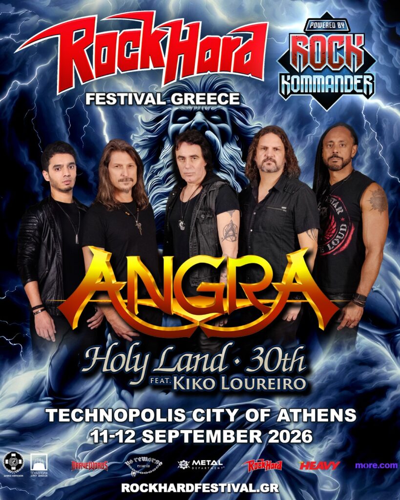 Angra at Rock Hard Festival Greece 2026 celebrating 30 years of Holy Land with Kiko Loureiro
