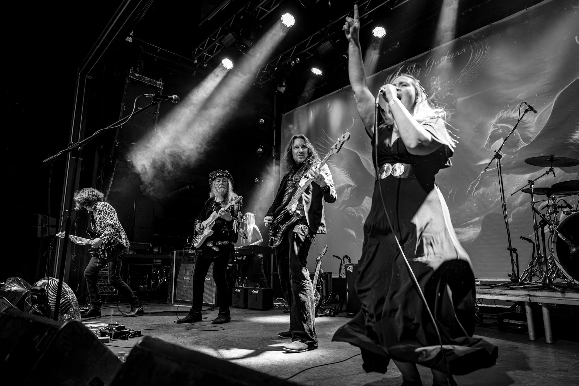 Uli Jon Roth and his band performing together on stage at Gagarin 205, Athens