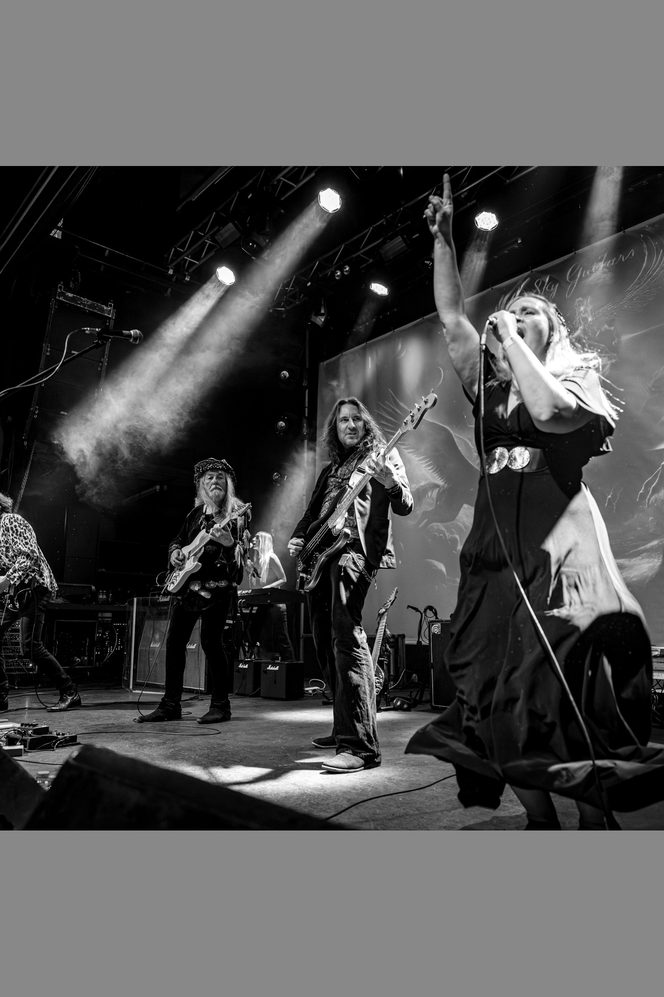 Uli Jon Roth and his band performing together on stage at Gagarin 205, Athens